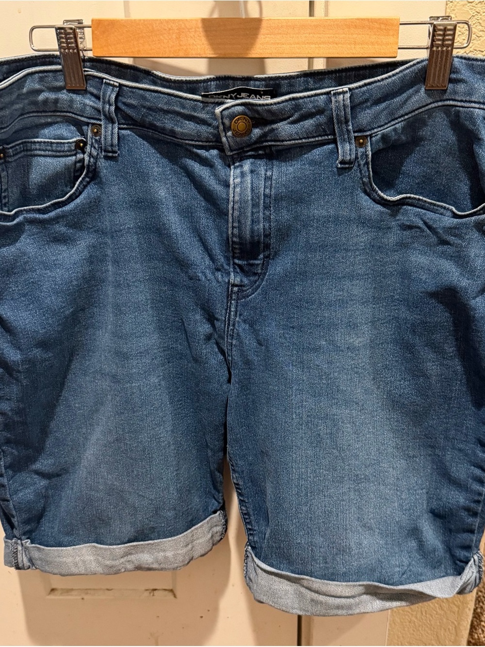 DKNY Blue Rolled Hem Denim Shorts
